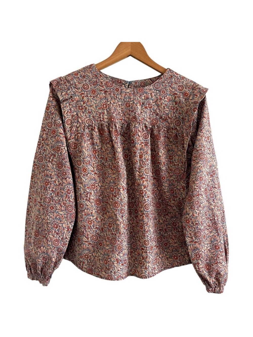 ANA Floral Ruffled Cottagecore Blouse S Peasant Top Feminine Fairy Grunge